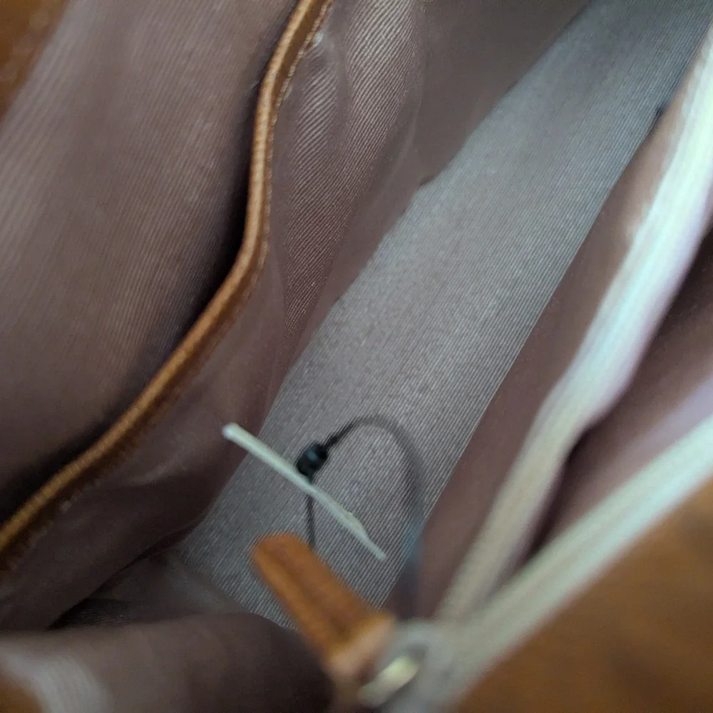 Vtg Ann Taylor Brown Cognac‎ Embossed Leather Satchel Bag Structured Work Tote